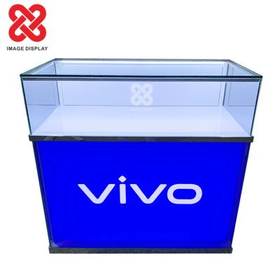 China Fashion VIVO Store Smart Cell Phones Counter Glass Cell Phone Display Showcase Fixed Kiosk Storage Showcase Handmade Cabinet for sale