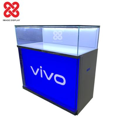 China VIVO Fashion Metal Smart Cell Phone Showcase Cabinet Glass Mobile Phones Display Kiosks Fixed Luxury Handmade Showcase for sale