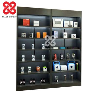 China Single-Sided Durable Smart Mobile Phone Accessories Store Retail Display Rack Metal Rack Wood Shelf for sale