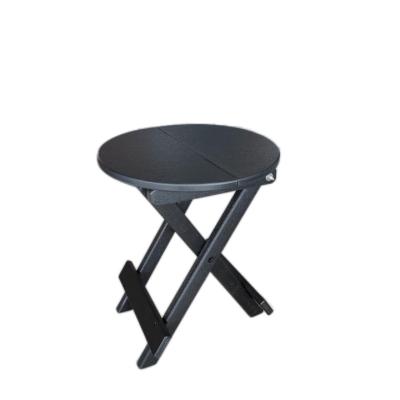 China Waterproof& UV Resistant Factory Direct Outdoor Tables and Chairs Adirondack HDPE Resin Plastic Recycle Folded Round Table Cafe Rack Side Table for sale