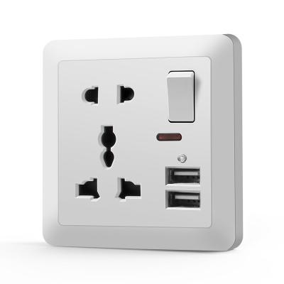 China Factory COPPER PC+PHOSPHOR Usb Charging Wall Socket Directly Wholesale White Electric Universal Wall Switch for sale