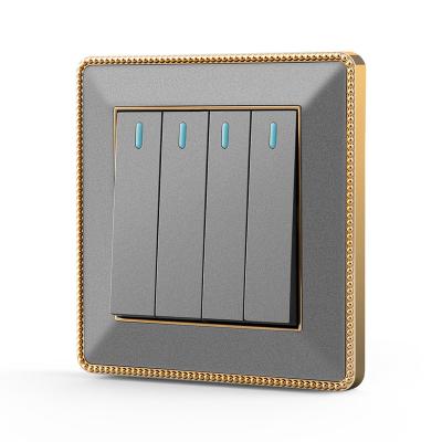 China Cheap Custom 4 Gang 1 PC Acrylic Panel Hot Selling Gray Wall Switch Electric Way for sale