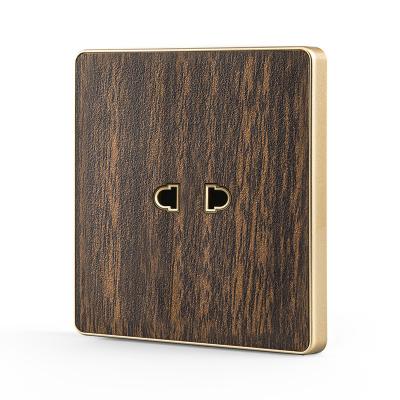 China Wholesale High Quality Wall Mounted 2 PC+WOODEN+PHOSPHOR COPPER Pin Outlets Wood Grain Socket With Wall Switch for sale