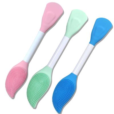 China Acne Treatment 1 PC Silicone Skin Care Massager Cleaning Face Mask Nose Brush Soft Double Facial Brush Exfoliating Beauty Tool for sale