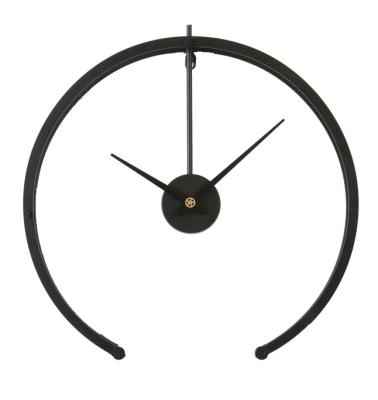 China Antique Style 20inch 50cm Wall Decoration Clock Iron Surround Semi Wall Clock Hotel Living Room Bedroom Creative Wall Clock for sale