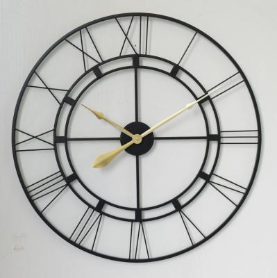 China Home Decor 76cm Style 30inch Antique Product High Quality Durable Wall Clock Metal Wall Clocks With Black Circle And Gold Flag for sale