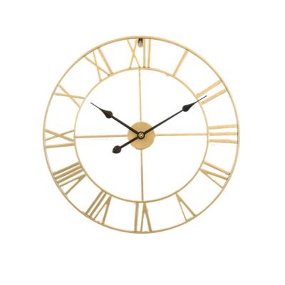 China 76cm Metal Clock 30 Inch Antique Home Decorative Gold Analog Wall Clock Roman Numeral Style Round Shaped Large For Living Room for sale