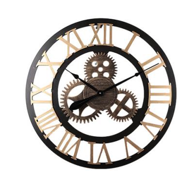 China Art Decor Big Wooden Vintage Steampunk Rustic Country Antique Style 27inch 3D Retro Luxury Industrial Clock For Room Warmer Gift for sale