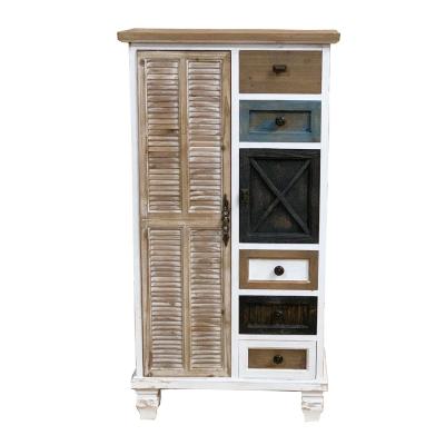 China New Design Antique Style Colorful Wooden Storage Cabinet for sale