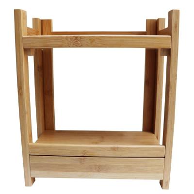 China 2020 new design high quality bamboo made 2 tier spice rack with drawer for sale