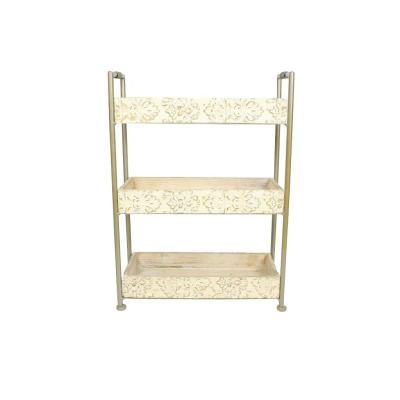 China New design modular wooden+metal 3-layer shelf flower shelf for sale