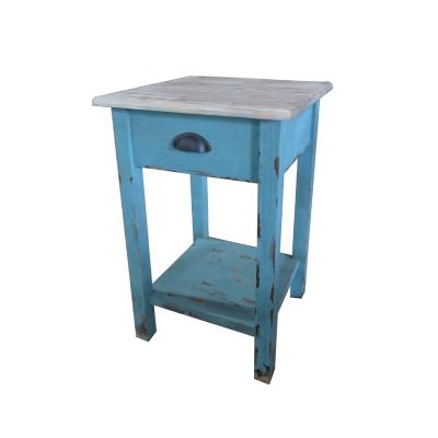 China Hot sale antique design wooden flowerstand storage with wooden drawer sidetable for sale