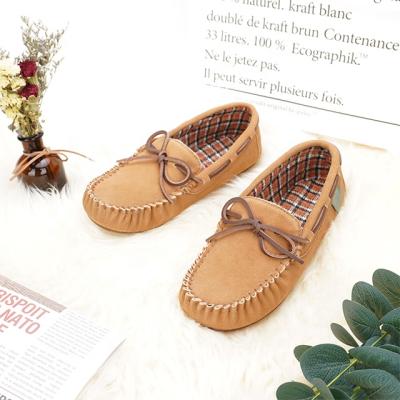 China Fashion Trend Warmlab Bow Lace Plaid Lining Fashion Boat Shoes Genuine Leather Men's Casual Shoes Men's Casual Shoes for sale