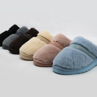 China Fashion Trend Warmlab Comfort Suede Strap Wool Blend Fur Furry Women Home Slippers Slippers With New Trend for sale