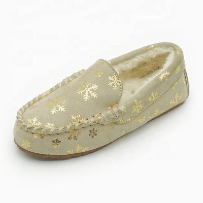 China Wholesale Winter Round Warm Suede Fashion Warmlab Faux Fur Collar Leather Upper Moccasins For Kids for sale