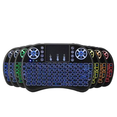 China Hot Selling i8 Wireless Mini Keyboard Backlit 2.4GHz Rainbow Backlit Touchpad i8 Air-fly Wireless Mouse For Android TV Box for sale