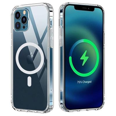 China Shockproof 2 in 1 Magnet Transparent Magnetic Shakproof Phone Case for iPhone 12 13 Pro Max1 for sale