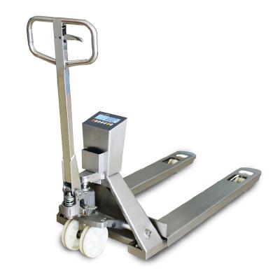 China Hand Stainless Steel Electronic Pallet Truck Weigh Scales For Medical Food Industry 1150x540mm/1220x680mm for sale