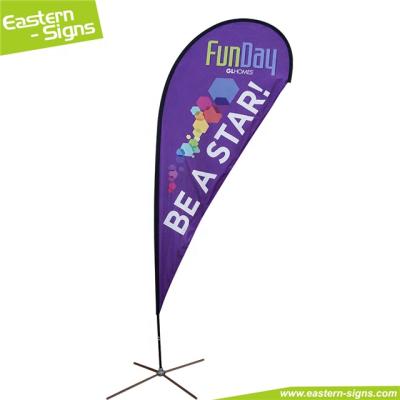 China Promotional aluminum commercial display advertising portable custom teradrop shape double sided beach flag for sale