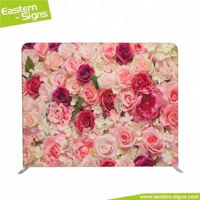 China Portable Wholesale Aluminum Tension CMYK Fabric Printing Free Standing Elegant Wedding Backdrops for sale