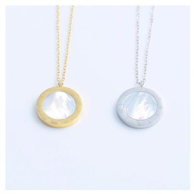 China Wholesale Trendy Engraved Monogram Fashion Design Necklace Disc Pendant for sale