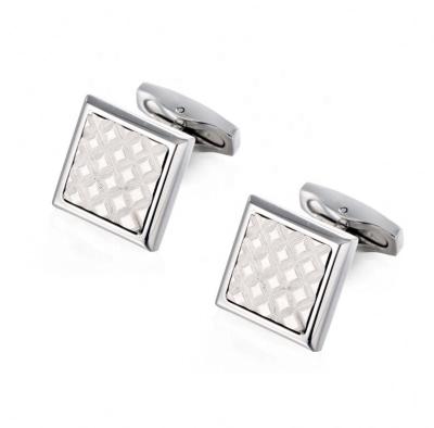 China Factory Wholesale High Quality Mens Shirt Customized India Mens Online Rectangle Brushed Silver Cufflinks for sale