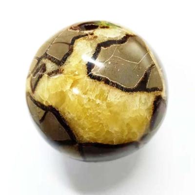 China Wholesale Natural Septarian Crystal Sphere Yellow Healing Crystal Gemstone Polished Balls From China for sale