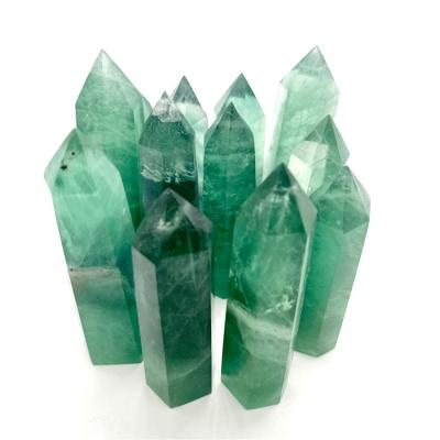 China China Factory Natural Green Fluorite Tower Healing Crystal Point for sale