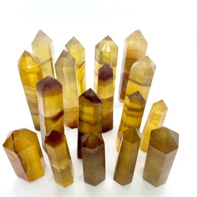 China China OEM Factory Fluorite Natural Yellow Tower Crystal Points For Healing for sale