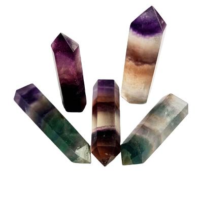 China China Hot Selling Point Natural Clear Rainbow Fluorite Tower Wand Healing Crystal Stones for sale