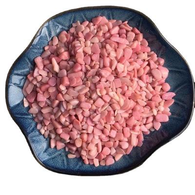 China China Hot Selling Natural Polished Crystal Gravel Pink Opal Chips Tumbled Stone For Reiki Healing for sale