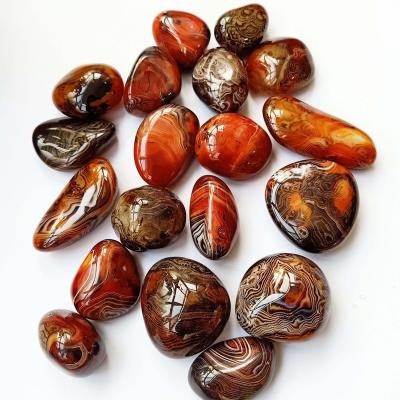 China China Factory Direct Sale Natural Polished Silk Crystal Agate Stones Agate Palm Stone Healing for sale