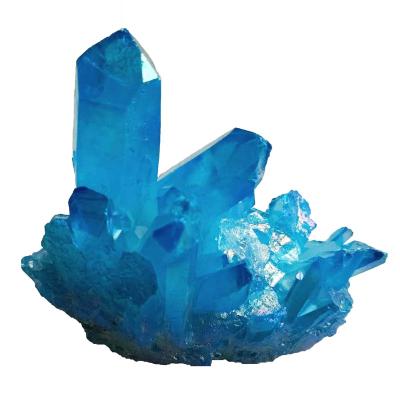 China China Natural Aura Blue Crystal Quartz Mineral Clad Raw Crystal Cluster For Decoration for sale