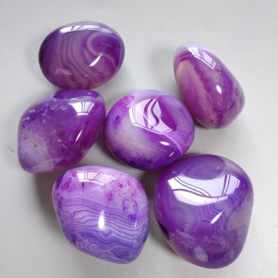 China China Wholesale Natural Quality Wrapped Purple Silk Agate Pocket Palm Stone for sale