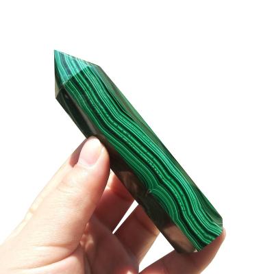 China China Wholesale Good Quality Natural Green Tower Stone Point Healing Energy Crystal Magic Wand From China Malachite For Gift for sale