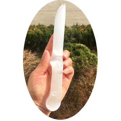 China Hot Selling Natural Handmade White Quartz Selenite Knife Polished Selenite Dagger Reiki Healing From China for sale