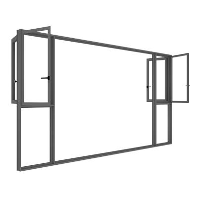 China GIONZI Swing House Window Design Glass Doors and Windows Tilt and Turn Modern Black Aluminum Supplier Finish China Cladding Window for sale