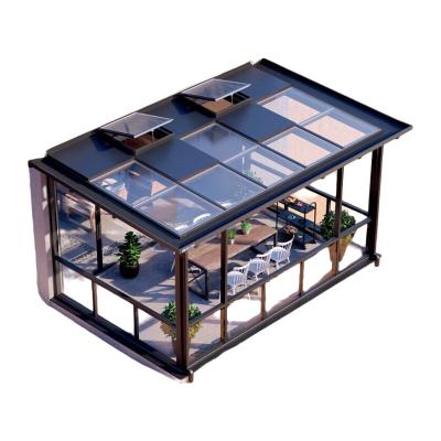 China GIONZI Aluminum Alloy Room Chinese Transparent Glass Terrace Sunroom Outdoor Roof Shade House for sale