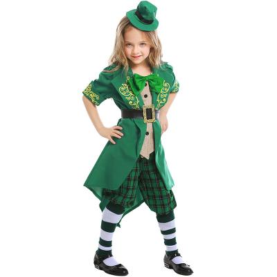 China St Patrick's Day Girl Elf Costume DGHC-089 Deluxe Irish Halloween Elf Performance Kids Outfit Uniform for sale