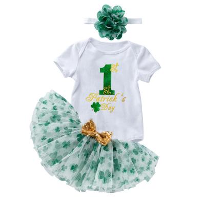 China Breathable Products 2021 Innovative 3pcs Toddler Baby Kids St Patrick's Day Colors Clothes DGRT-003 for sale