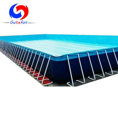 China 0.9mm PVC Tarpaulin and Metal Frame Paddle Boarding Removable Powder Coating Wake Boarding Over Ground Metal Wall Pool for Sports Events for sale