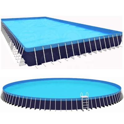 China Easy Install and Move Large Outdoor Rectangular PVC Plastic Frame 25m*15m*1.5m Steel Wall Above Ground Swimming Pool For Sale for sale