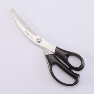 China Ktichen Cutting ABS Handle Curved Scissors Kitchen Stainless Steel Scissors with Can Opener for Ready-to-ship for sale