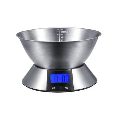 China Auto off kitchen scale 5kg stainless steel vintage measure balance kitchen removable digital electronic rustic mini food bowl for sale