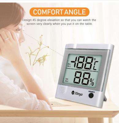 China Kitchen Thermometers Dual Outlet Design Orange Gray Factory Household Room Temperature Humidity Indoor Outdoor Thermometer for sale