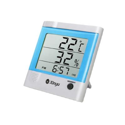 China Smart Electronic Thermometers Indoor Household Household Humidity Temperature Time 45 Degree Display Digital Baby Child Room Thermometer for sale