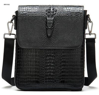 China Other Hot SellingNovelty Crocodile Embossed Genuine Leather Flap Messenger Bag For Men Small Cross - Body Shoulder Bag for sale