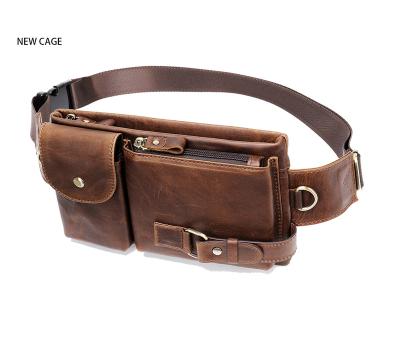 China With Single USB Over Shoulder Bags Crossbody Cowhide Mens Waist Bags Genuine Leather Custom Slim Fanny Pack Waist Bags for sale