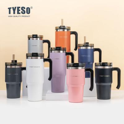 China TYESO Viable 20oz/30oz VACUUM INSULATED THERMAL TUMPER COFFEE MUG LARGE TRAVEL MUG WITH with Bpa Free Handle and Lid PC STRAW for sale