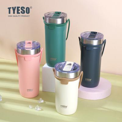 China TYESO Sustainable Travel Mug Stainless Steel Water Wide Mouth Insulated Coffee Mug With Silicone Cup Sleeve for sale